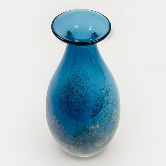 Pier 1 Imports Blue Vase w/ Rose Gold Sparkle Flecks 10.5” - Picture 2 of 4